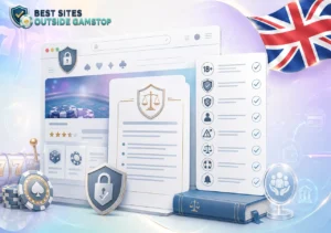 US terms & conditions visual with legal document checklist, compliance scales, age restriction and trust